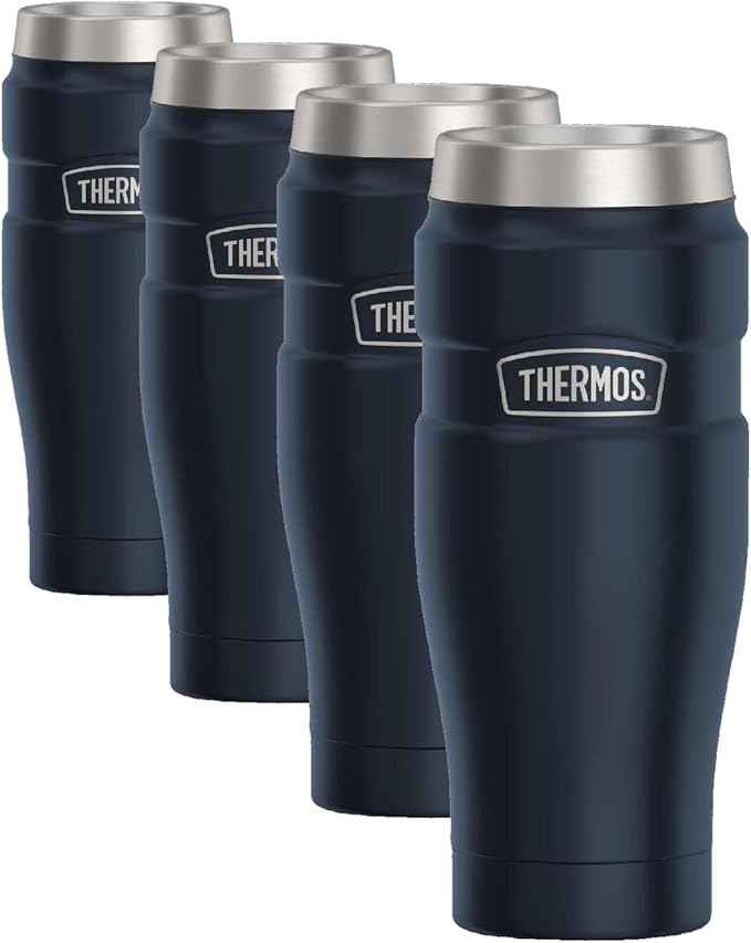 THERMOS Stainless King Travel Tumbler, 16 Ounce, Vacuum-Insulated | Midnight Blue | Pack of 4