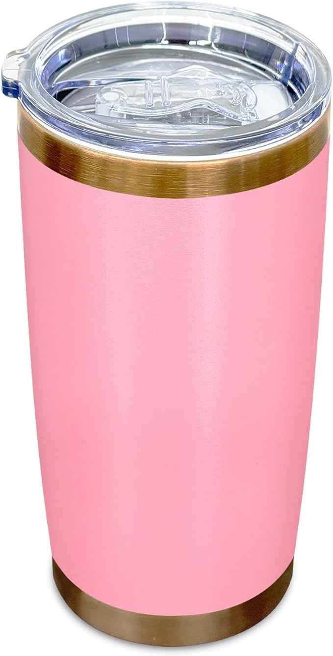 20 oz Tumblers Stainless Steel Tumbler with Lid and Straw Insulated Copper Coffee Mug for Laser Graving 35oz Powder Coated Cup(Pink1 pack)
