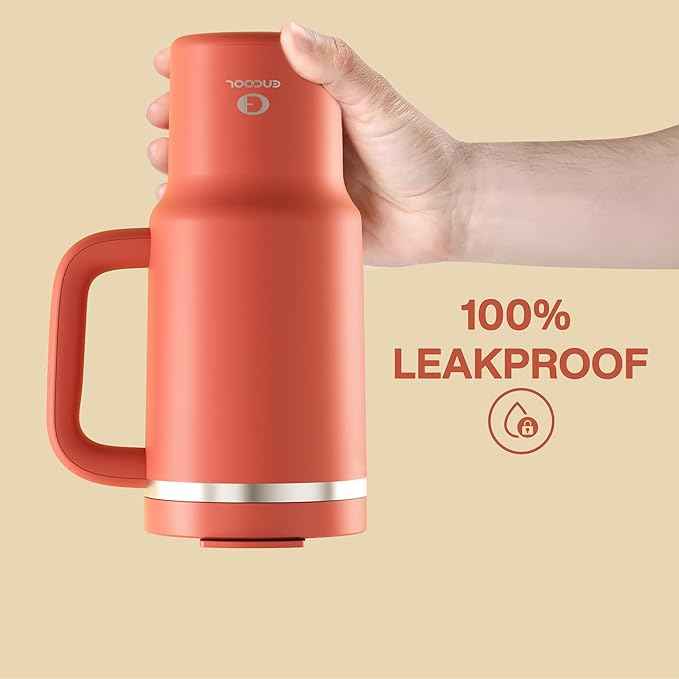 ENCOOL 32 oz Tumbler with Handle and Straw: Stainless Steel Insulated Tumbler Keeps Cold for 24 Hours, Leakproof Travel Cup Fits in Cup Holder and BPA-Free,Tawny Orange