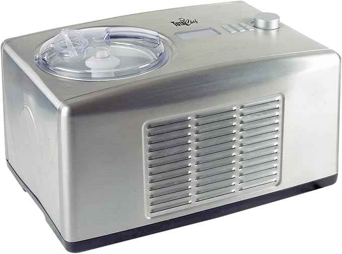 Total Chef Automatic Ice Cream Maker - Built-In Compressor 2 in 1 Frozen Yogurt, Gelato & Sorbet Maker, Nieve Treats, No Salt or Prefreezing, 1.6 Qt Stainless Steel, Helado de crema