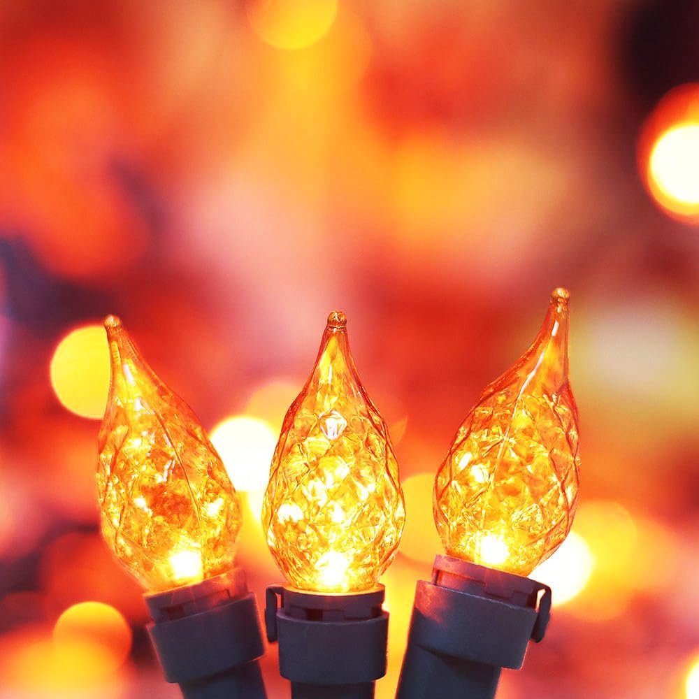 Orange Halloween Lights 70 LED C5 Christmas Lights for Indoor and Outdoor use, Plug -in String Lights for Thanksgiving Yard Xmas Tree Carnival Halloween Decor
