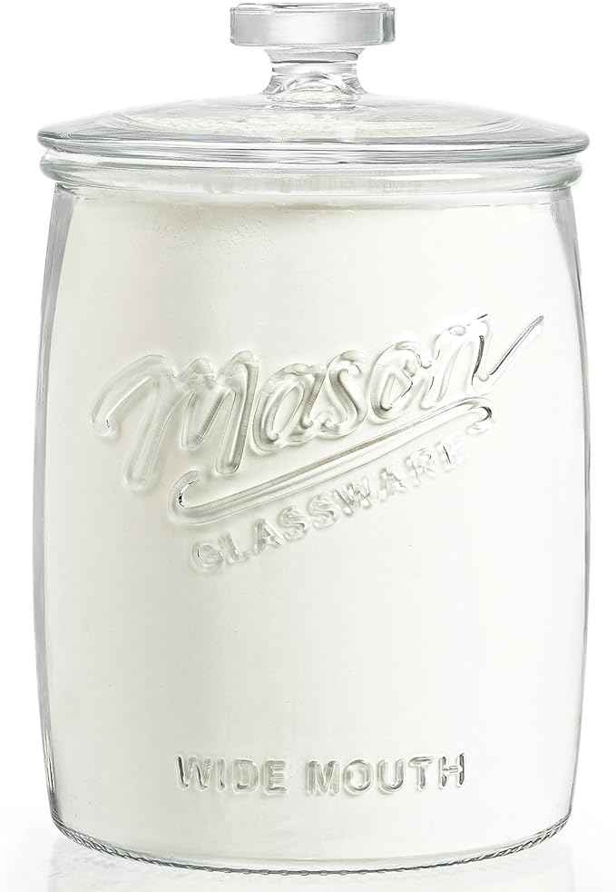 1 Gallon Glass Cookie Jar with Airtight Lid, Wide Mouth Mason Jar for Pantry & Laundry Room Organization, Large Apothecary Jars for Sugar, Candy, Rice, Dog Treat & Food Storage Jar– Set of 1