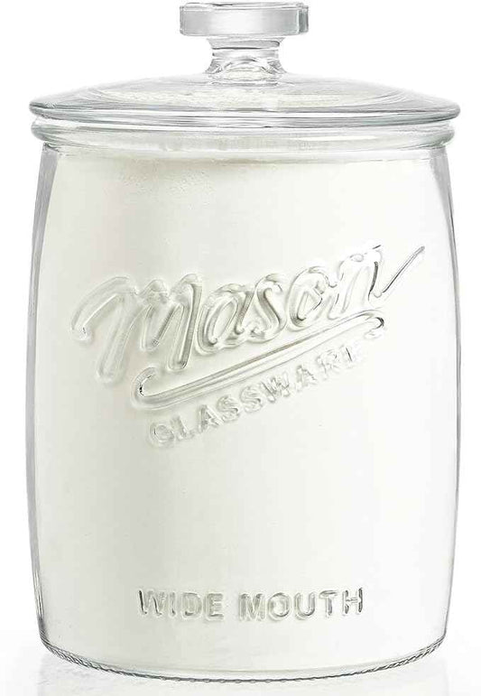 1 Gallon Glass Cookie Jar with Airtight Lid, Wide Mouth Mason Jar for Pantry & Laundry Room Organization, Large Apothecary Jars for Sugar, Candy, Rice, Dog Treat & Food Storage Jar– Set of 1