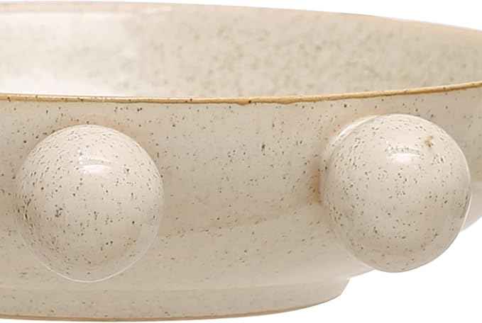 Bloomingville 9.75 Inches Stoneware Bowl with Orbs and Reactive Glaze, Cream