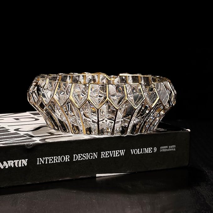 MAGCOLOR Hand Painted Gold Crystal decorative bowl for kitchen and indoor,Home Office Tabletop Beautiful Decoration Craft-5.5 inch. (Hand Painted Gold)
