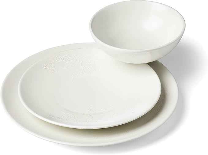 Oneida 897397 Roseto 12-Piece Dinnerware Set, White