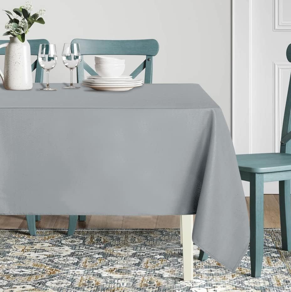 sancua Rectangle Tablecloth - 60 x 120 Inch - Stain and Wrinkle Resistant Washable Polyester Table Cloth, Decorative Fabric Table Cover for Dining Tables, Buffet Parties and Camping, Silver Grey