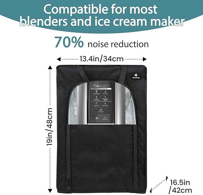 Sound Cover for Ninja Creami, Blender Noise Cover, Blocks 70% Noise,Waterproof, Fireproof, Foldable Quiet Dust Cover for Most Blenders/Ice Cream Maker