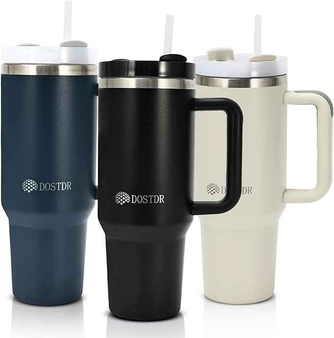 40 oz Stainless Steel Travel Tumbler, Vacuum Insulated, Two Way Lid, Straw/Sip, Hot Cold Drinks, Quencher, Wide Mouth, Coffee Water Smoothie Iced Tea, Car Gym Beach, Portable Light Weight