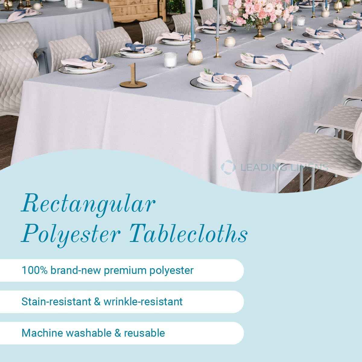 2 Pack 90 x 156 Inch Rectangle Ivory Polyester Tablecloth, Table Cover, Stain and Wrinkle Resistant, Washable for Dining Table, Wedding Reception, Banquet, Party