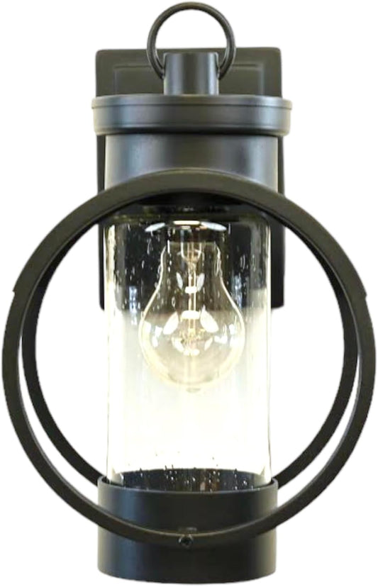 Muskoka Lifestyle Products Black Outdoor Weatherproof Wall Sconce Light Fixture, Rustic Porch Light, Entryway Light, Outdoor Wall Sconce Lantern