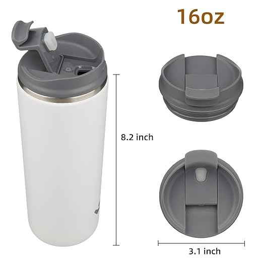 Konokyo Tumbler with Lid, 16 oz Travel Coffee Mug Double Wall Vacuum Stainless Steel Thermal Metal Cup Insulated Water Bottle,Beige