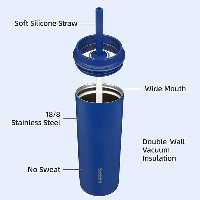 BJPKPK Insulated Tumbler with Lid and Straw,20 oz Stainless Steel Travel Coffee Mug,Spill Proof Thermal Cup,Keep Drinks Cold and Hot,Sapphire Blue