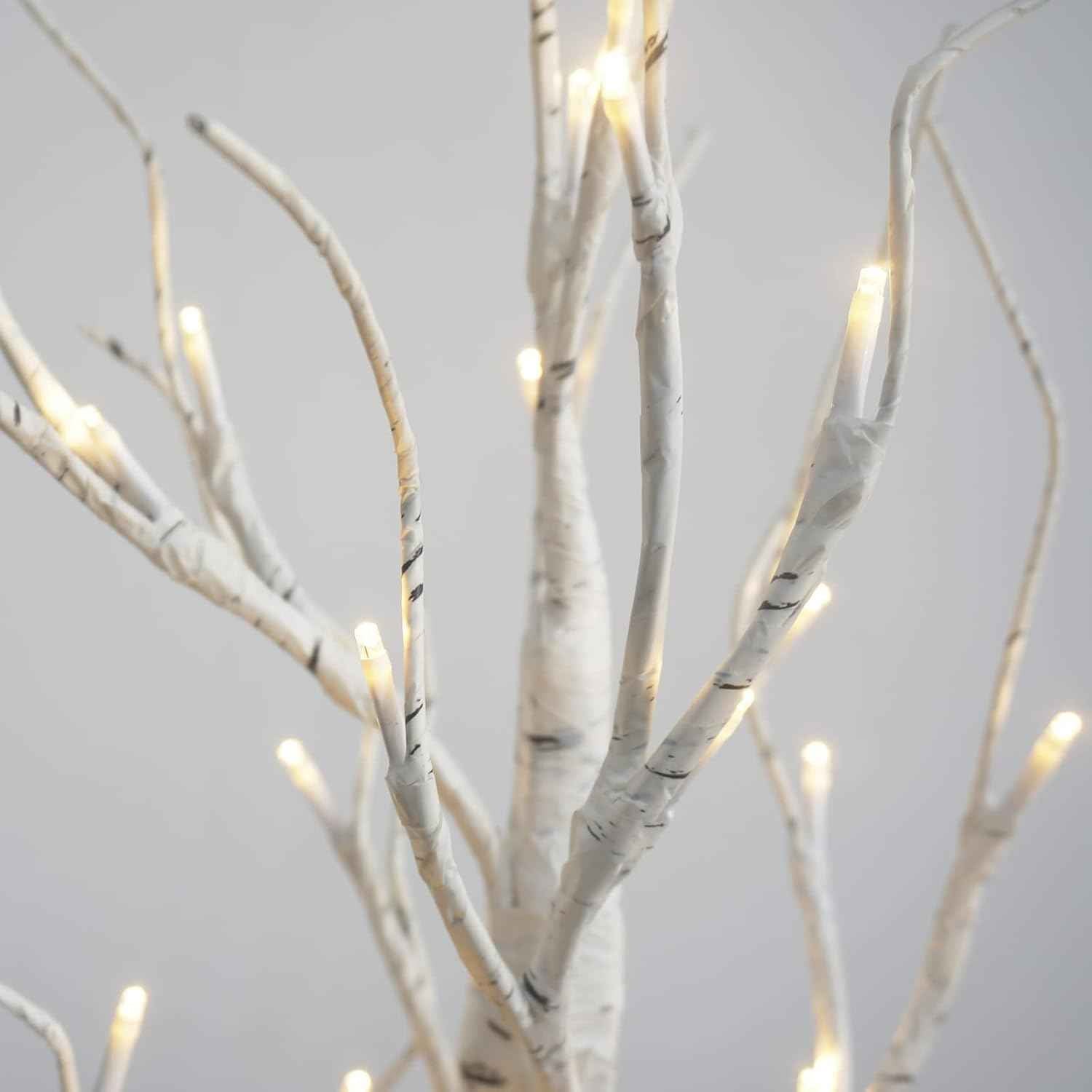 2FT Birch lamp 24 LED Tree Light Tabletop Tree Light Warm White Light Table Lamp Battery Operated Tabletop Tree with Timer and Linen for Birthday Gift Room Festival Decoration Home Party