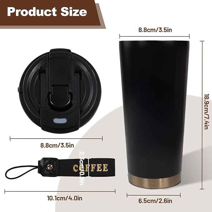 Insulated Coffee Tumbler 17.9oz 530ml Travel Coffee Mug 316 Stainless Steel Dual Drink Openings Leakproof Lid Reusable Insulated Coffee Mug Hot and Cold Ideal Travel Mug for Coffee Lover Daily