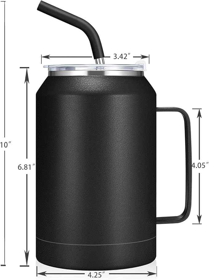 Zenbo 32 oz Mug Tumbler – Stainless Steel Vacuum Insulated Mug with Handle,Lid and Straw,Keeps Drinks Cold up to 36 Hours – Sweat-Proof Body, Dishwasher Safe