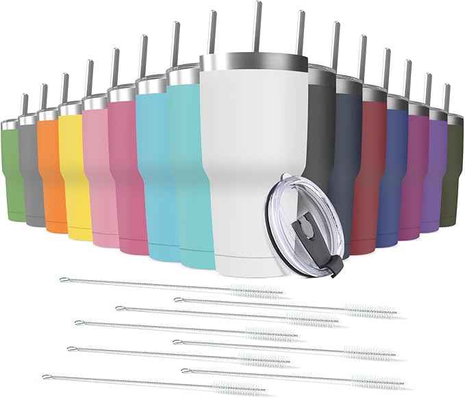 30oz Stainless Steel Travel Mug with Lid, Double Wall Vacuum Insulated Bulk Tumbler with Straws, Powder Coated Coffee Cup Suitable for Vehicle Cup Holders