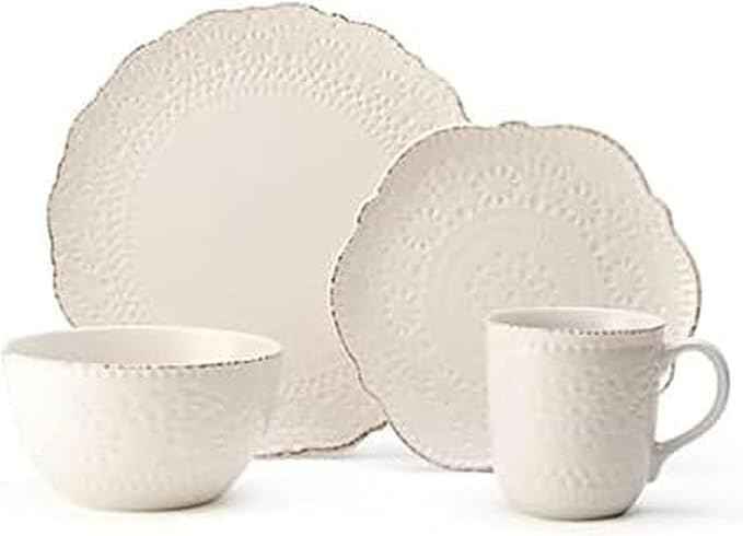 Pfaltzgraff Chateau Cream 16-Piece Stoneware Dinnerware Set, Service for 4, Off White