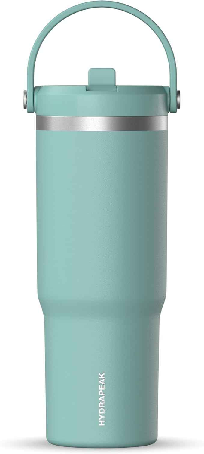 Hydrapeak Nomad 32 oz Tumbler with Handle and Straw Lid, Leakproof, Double Insulated, 32oz Cup Stainless Steel (Pale Sage)