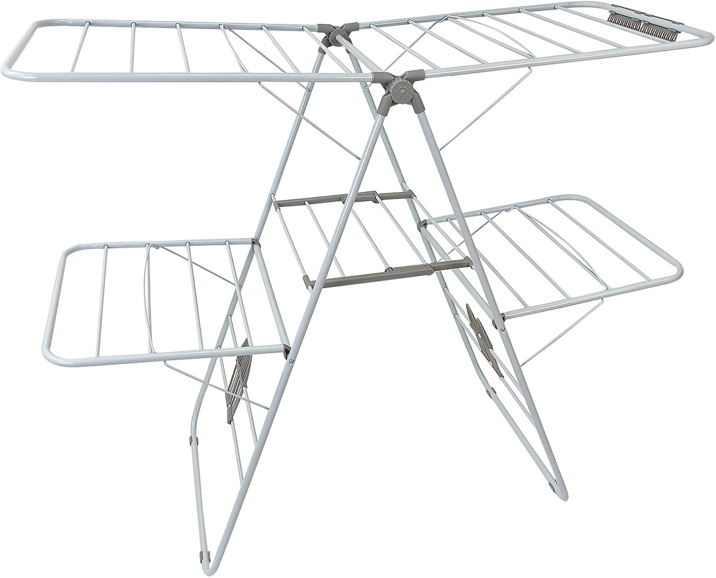 Large Capacity Double Drying Rack, Folding Rustproof Drying Rack with Non-Slip Clips and Drainage Shoe Rack, Height Adjustable, Airy and Quick Drying, Suitable for Balcony and Outdoor Use