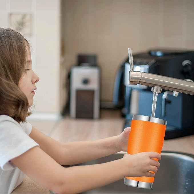 VEGOND 20oz Tumbler Stainless Steel Tumbler Cup with Lid And Straw Vacuum Insulated Double Wall Travel Coffee Mug(orange package 12)