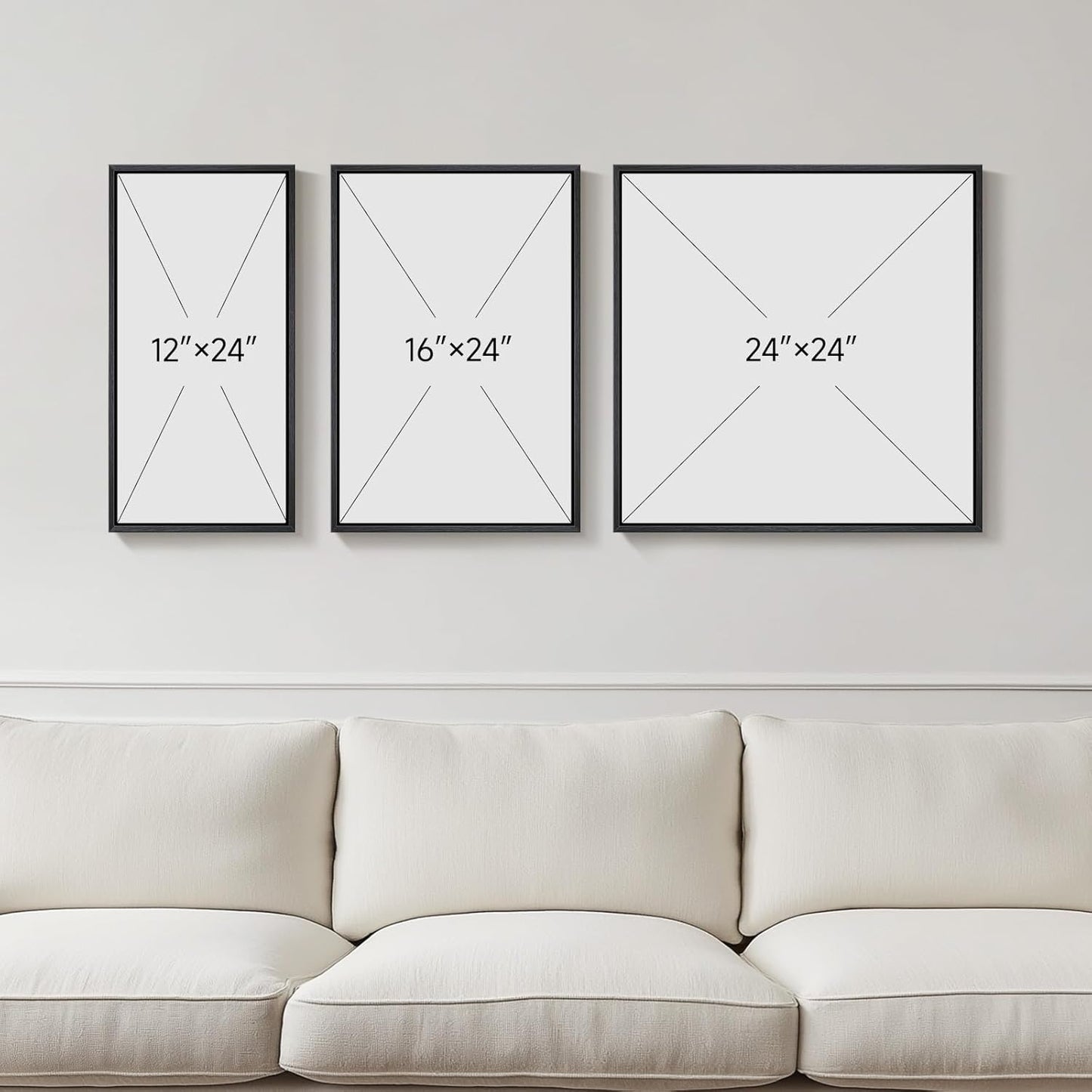 Framed Blue Abstract Wall Art Set, 3-Piece Blue White Gold Canvas Prints Paintings Artwork for Walls, Modern Abstract Pictures for Living Room, Dining Room, Bedroom, Home Office Wall Decor