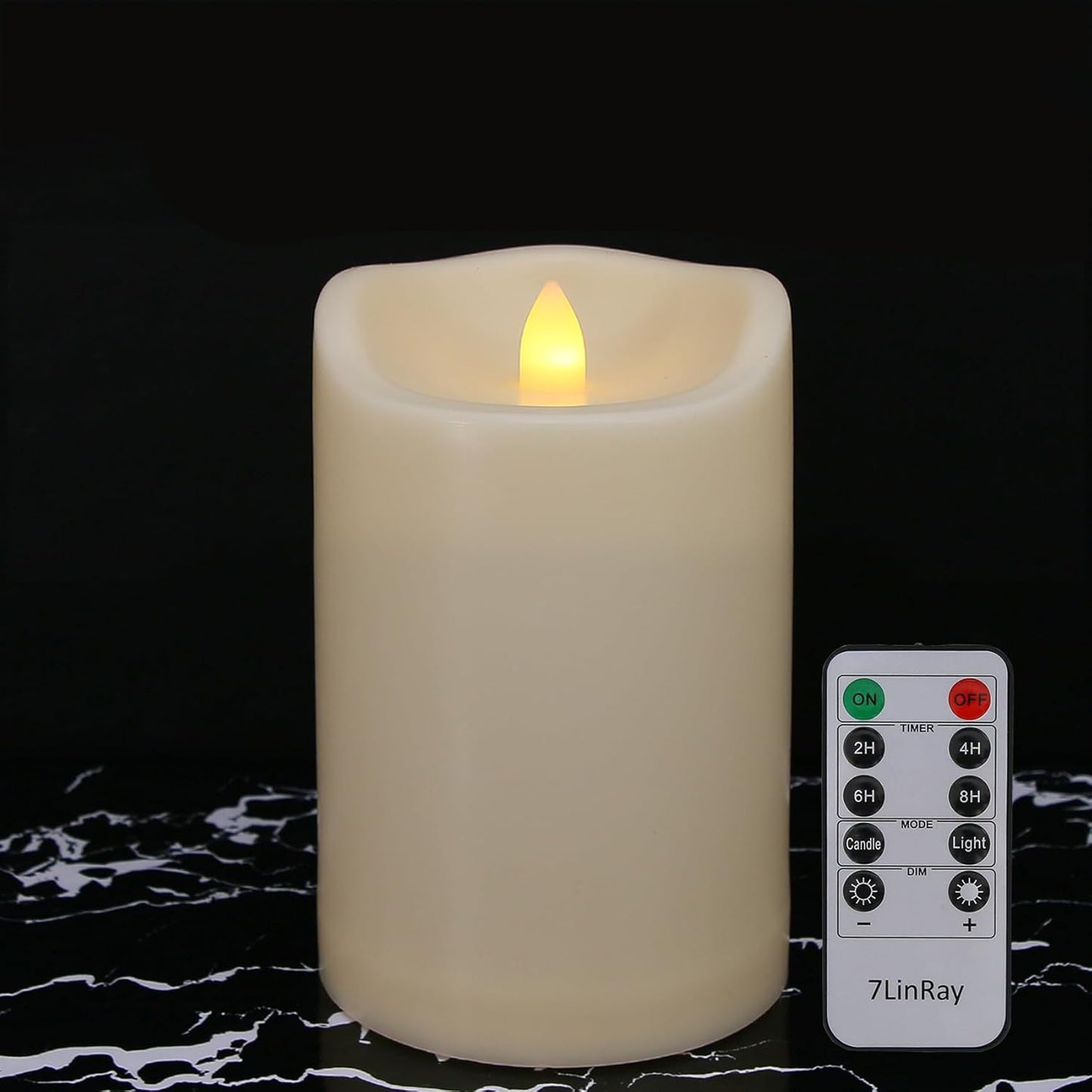 Large Outdoor Waterproof Flameless Candles with Remote and Timers, Battery Operated LED Flickering Pillar Candles, Long-Lasting, Ivory Plastic, D 4" x H 6", 1 Pack