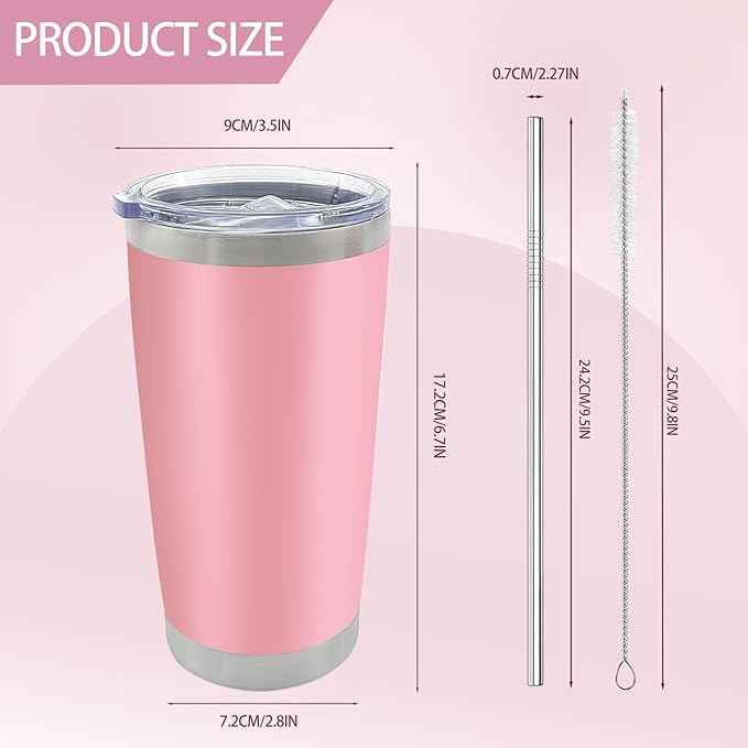 YOUKE OLA 16 Pack Insulated Coffee Tumbler - 20oz Stainless Steel Double Wall Vacuum Travel Tumbler Cup with Lid and Straw for Cold & Hot Drinks (Mixed Colors)