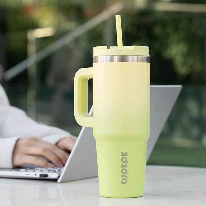 BJPKPK Tumbler With Handle 30 oz Stainless Steel Insulated Tumbler With Lid And Straw For Water Or Ice Coffee,Modern Blue