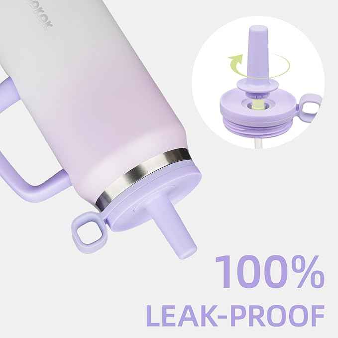 BJPKPK 50oz Insulated Tumbler with Handle Stainless Steel Travel Coffee Mug With Lid Reusable Large Water Bottle with Straw,Purple Pearl