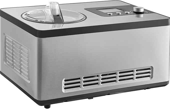 Automatic Ice Cream Maker with Built-in Compressor, 2 Quart Capacity, No Pre-freezing required - Stainless Steel Electric Sorbet Machine, 3 Modes Gelato Maker with LCD Display & Timer - Silver Finish
