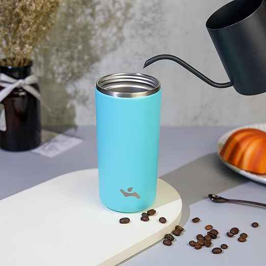 Konokyo Tumbler with Lid, 16 oz Travel Coffee Mug Double Wall Vacuum Stainless Steel Thermal Metal Cup Insulated Water Bottle,Ice Blue