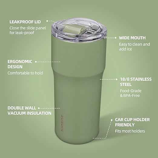 BJPKPK Insulated Tumbler with Lid,24oz Stainless Steel Tumbler,Double Wall Travel Coffee Mug Thermal cup,Keep Drinks Cold and Hot,Forest Green