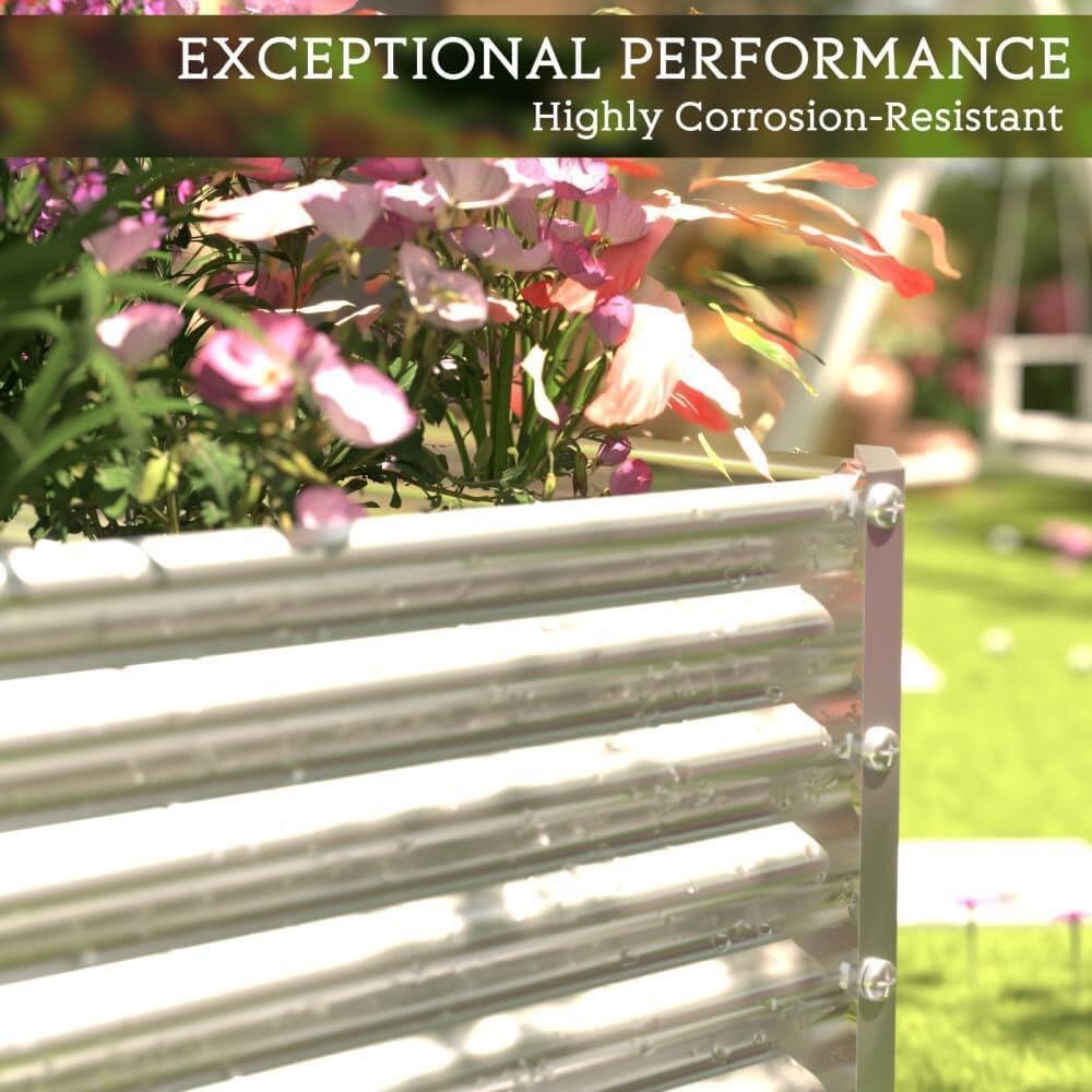 2pcs Tall Galvanized Raised Garden Bed Outdoor,Steel Garden Bed for Vegetables,Above Ground Garden Box for Flower,Metal Raised Beds for Gardening - 6x3ft