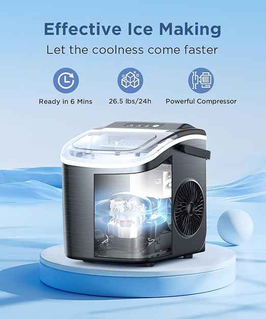 COWSAR Ice Maker Countertop, Portable Ice Machine with Self-Cleaning, 26.5lbs/24Hrs, 9 Bullet Ice Cubes in 6 Mins, Ice Basket and Scoop, Ideal for Home, Kitchen, Bar, Camping
