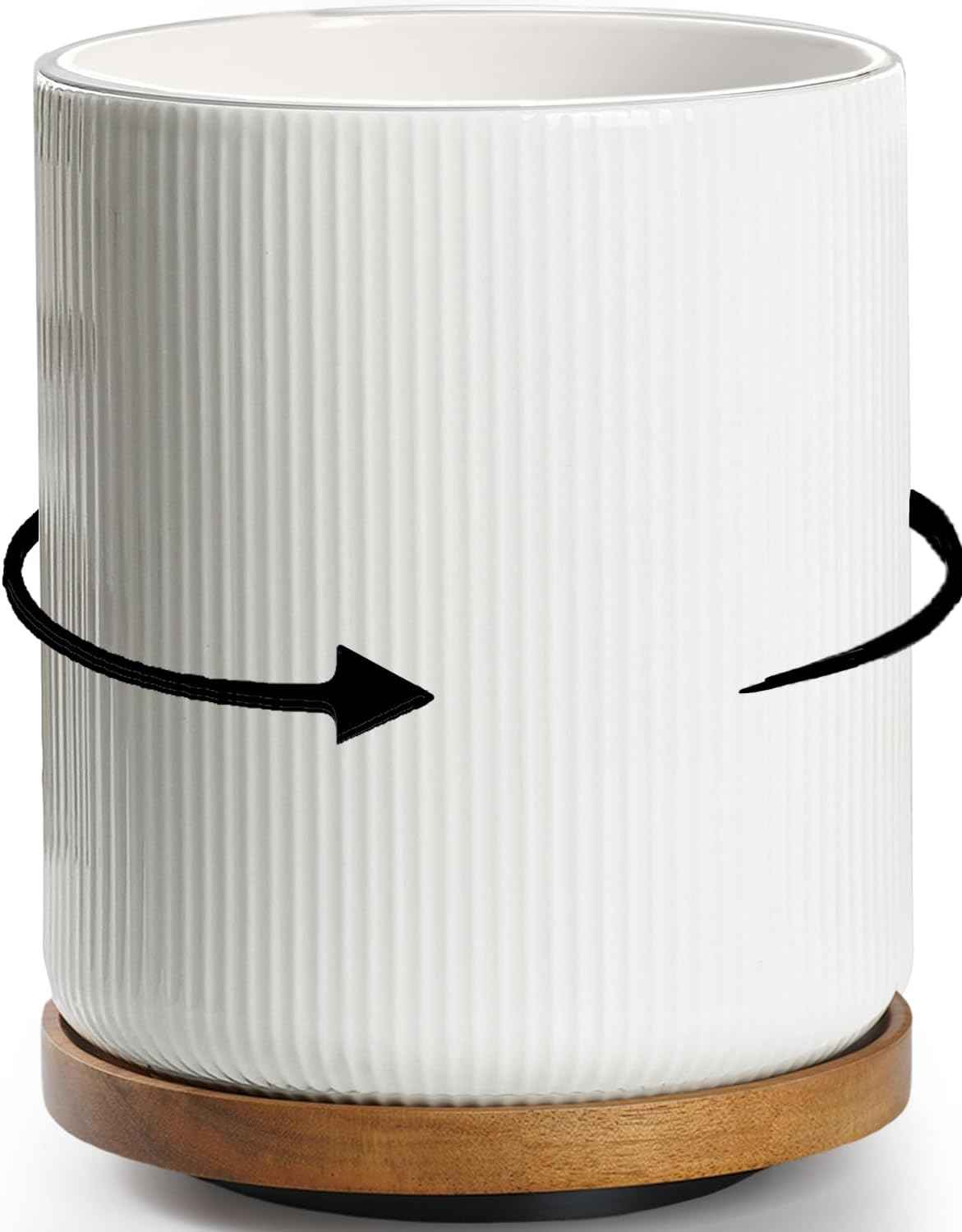 getstar Extra Large Rotating Utensil Holder for Kitchen Counter, 7.9" Ceramic Utensils Crocks Set for Countertop Large & Small Utensil Organizer for Spatula Farmhouse Kitchen Decor