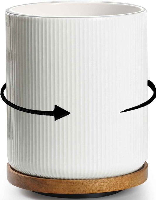 getstar Extra Large Rotating Utensil Holder for Kitchen Counter, 7.9" Ceramic Utensils Crocks Set for Countertop Large & Small Utensil Organizer for Spatula Farmhouse Kitchen Decor
