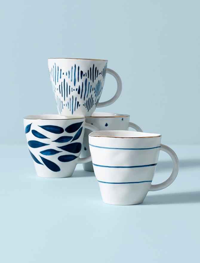 Lenox Blue Bay 4-Piece Dessert Mug Set, 2.75 LB