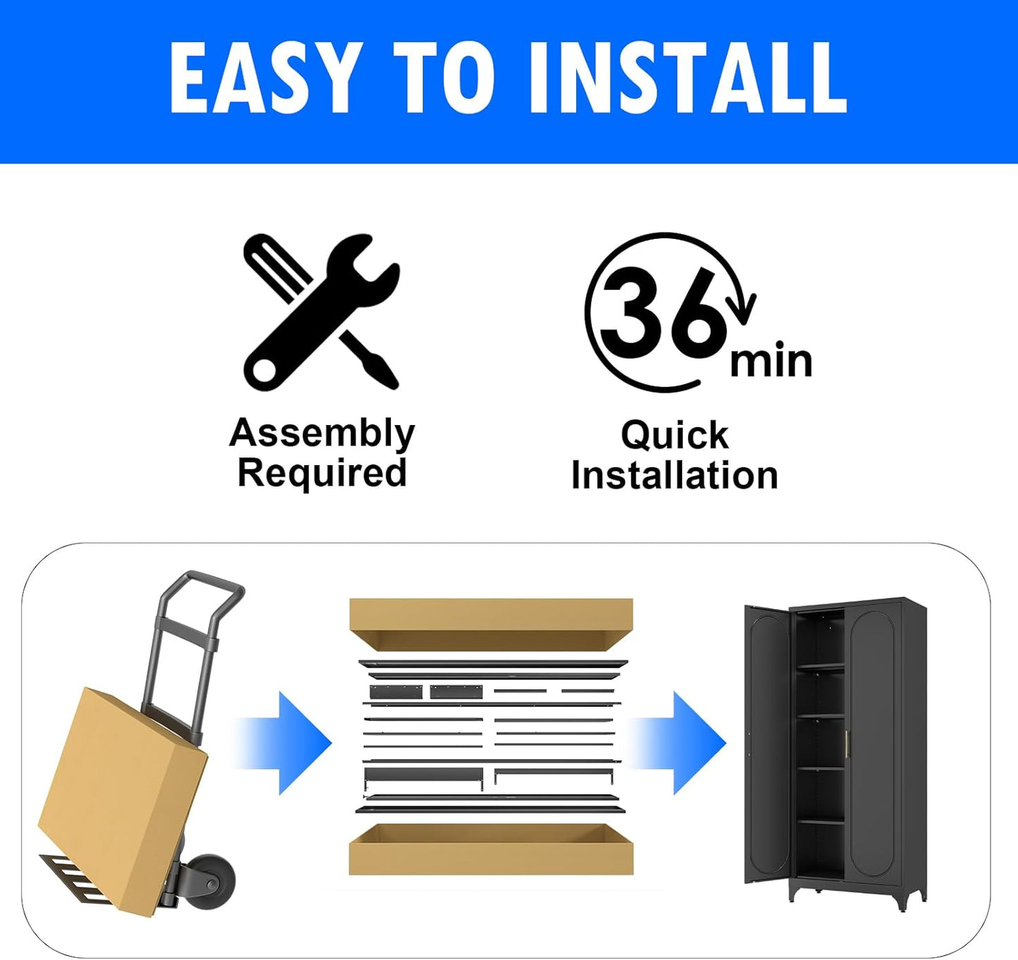 Pantry Cabinet, 75 Inch Tall Kitchen Storage Cabinet, Metal Pantry Cabinets with Doors and Adjustable Shelves, Black Freestanding Food Cupboard for Living, Dinning Room-Assembly Required