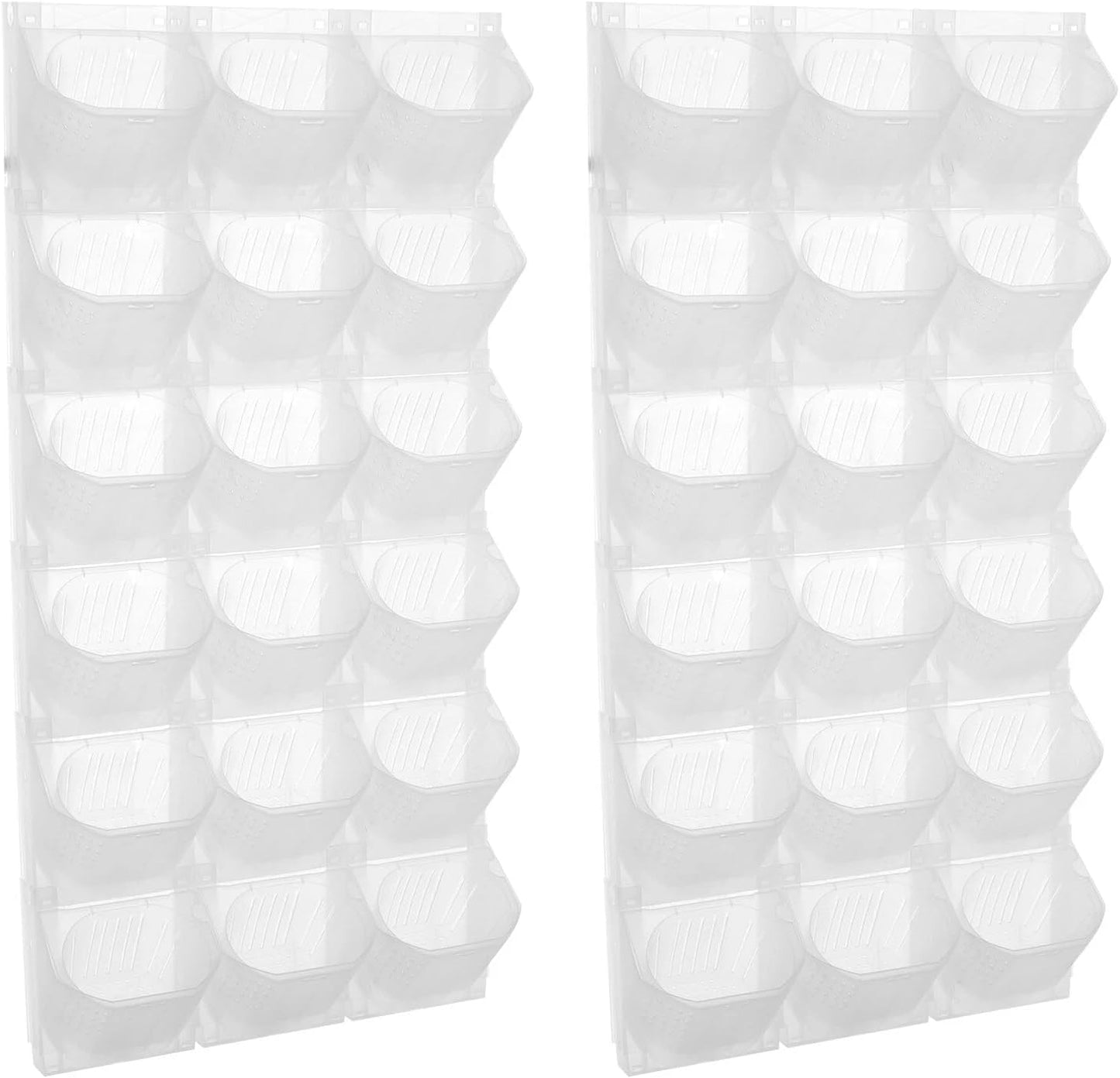 2 PCS Self-Watering Wall Planter, Wall-Mounted Vertical Garden Planter with 36 Pots for Indoor Outdoor Flowers Vegetables Herbs (White)