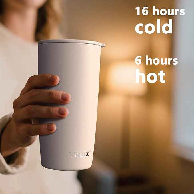 TILUCK 20 oz Insulated Tumbler with BPA-Free Lid, Stainless Steel Vacuum Travel Coffee Mug, Double Wall Coffee Tumbler（20oz，Matte SakuraPink）