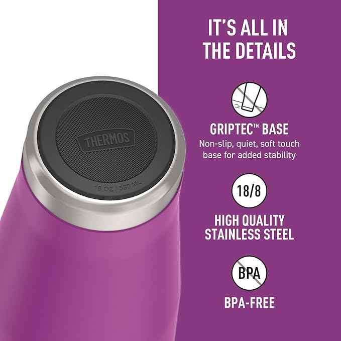 THERMOS ICON SERIES, Stainless Steel Tumbler with Slide Lock, 18 Ounce, Plum