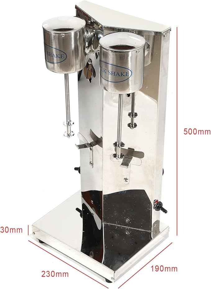 Electric Milkshake Maker, Ice Cream Mixer Machines, 110V Commercial Drink Smoothie Blender for Coffee Shops, Tea Stores to Making Fruit Tea, Coffee, Stirred Drinks (2 Head with Cup 650ml)