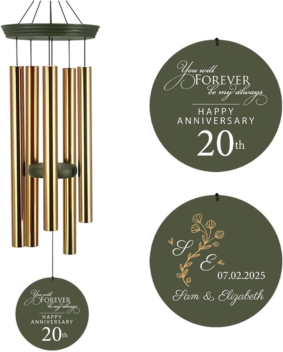 ASTARIN 20th Tree of Life Wind Chimes, Personalized Wind Chimes for Cople Women Men, Couple Gifts for Keepsake, Deep Tone Windchime Romantic Gift