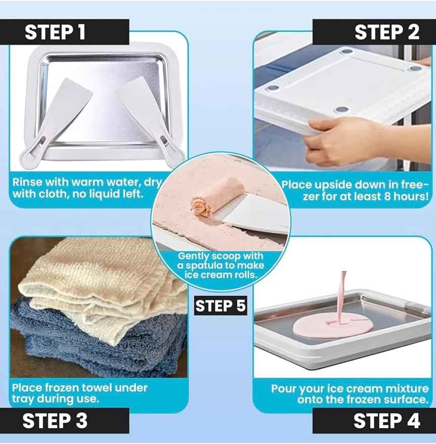 Extra Large Rolled Ice Cream Maker (14"x10") - Make Instant IceCream w/the Family - Manual Roll Your Own IceCream - Roll Ice Cream Tray (Light Pink)