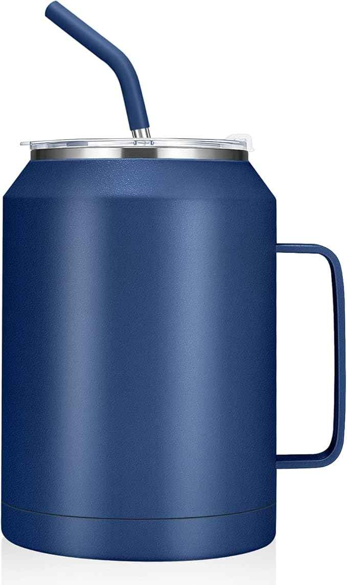 Zenbo 50 oz Mug Tumbler – Stainless Steel Vacuum Insulated Mug with Handle,Lid and Straw,Keeps Drinks Cold up to 36 Hours – Sweat-Proof Body, Dishwasher Safe