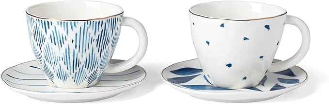 Lenox Blue Bay 4-Piece Teacup & Saucer Set, 2.09, White