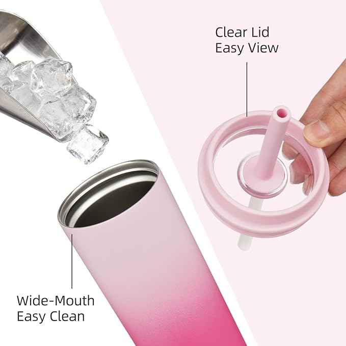 BJPKPK Insulated Tumbler with Lid and Straw,12 oz Stainless Steel Travel Coffee Mug,Spill Proof Thermal Cup,Keep Drinks Cold and Hot,Cherry Blossom