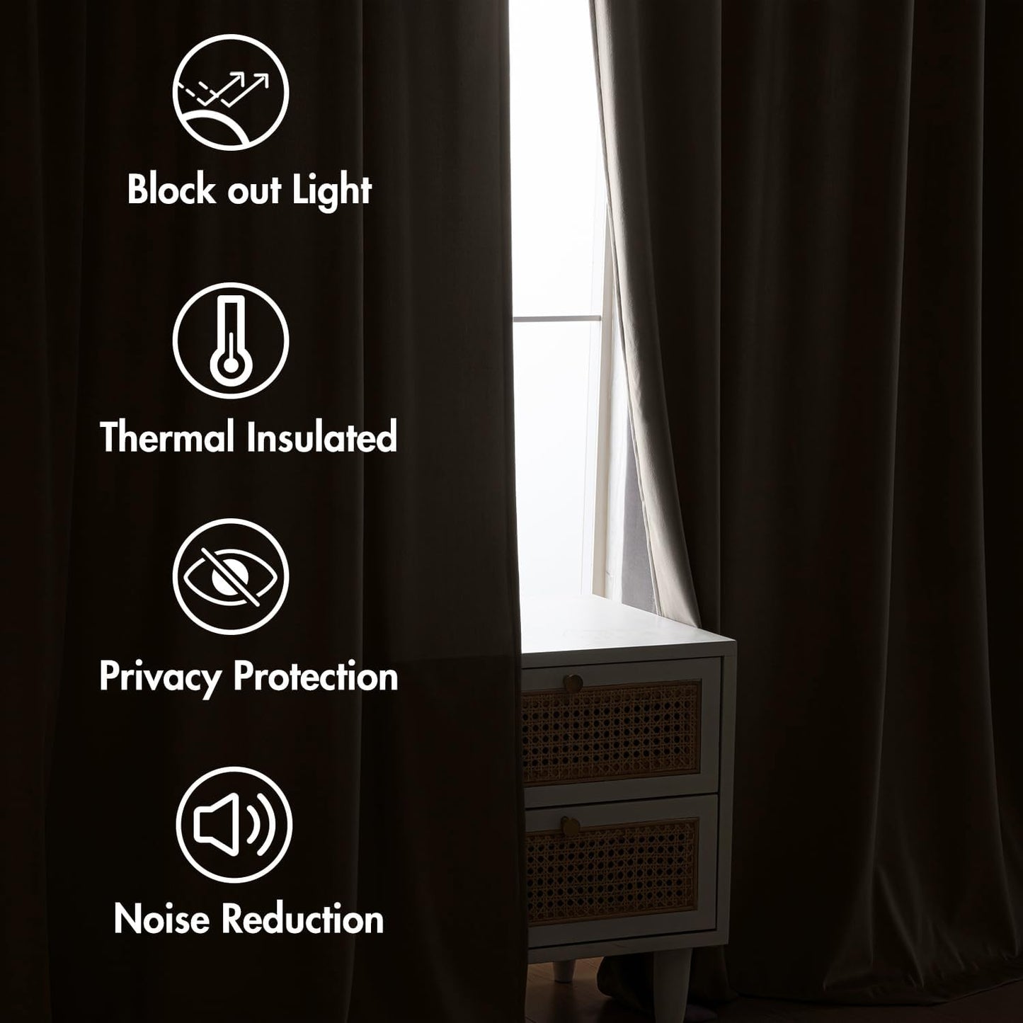 MIULEE Taupe Velvet Curtains 84 inches 2 Panels - Luxury Room Darkening Window Drapes for Bedroom Living Room Thermal Insulated Super Soft Blackout, Back Tab Rod Pocket Pinch Pleated, W52 x L84