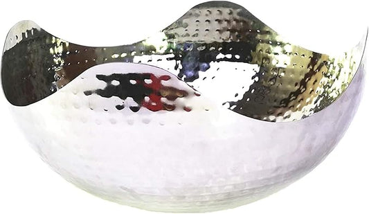 Hosley 10" Long Silver Finish Metal Bowl Modern Elegance for Serving and Decor Contemporary Accent for Stylish Homes Sophisticated